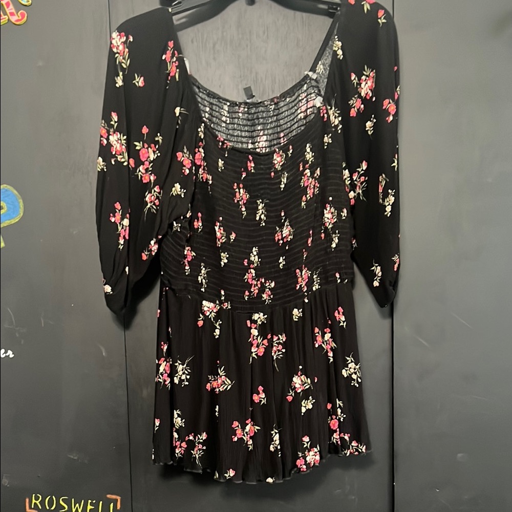 Floral Black Women's Top